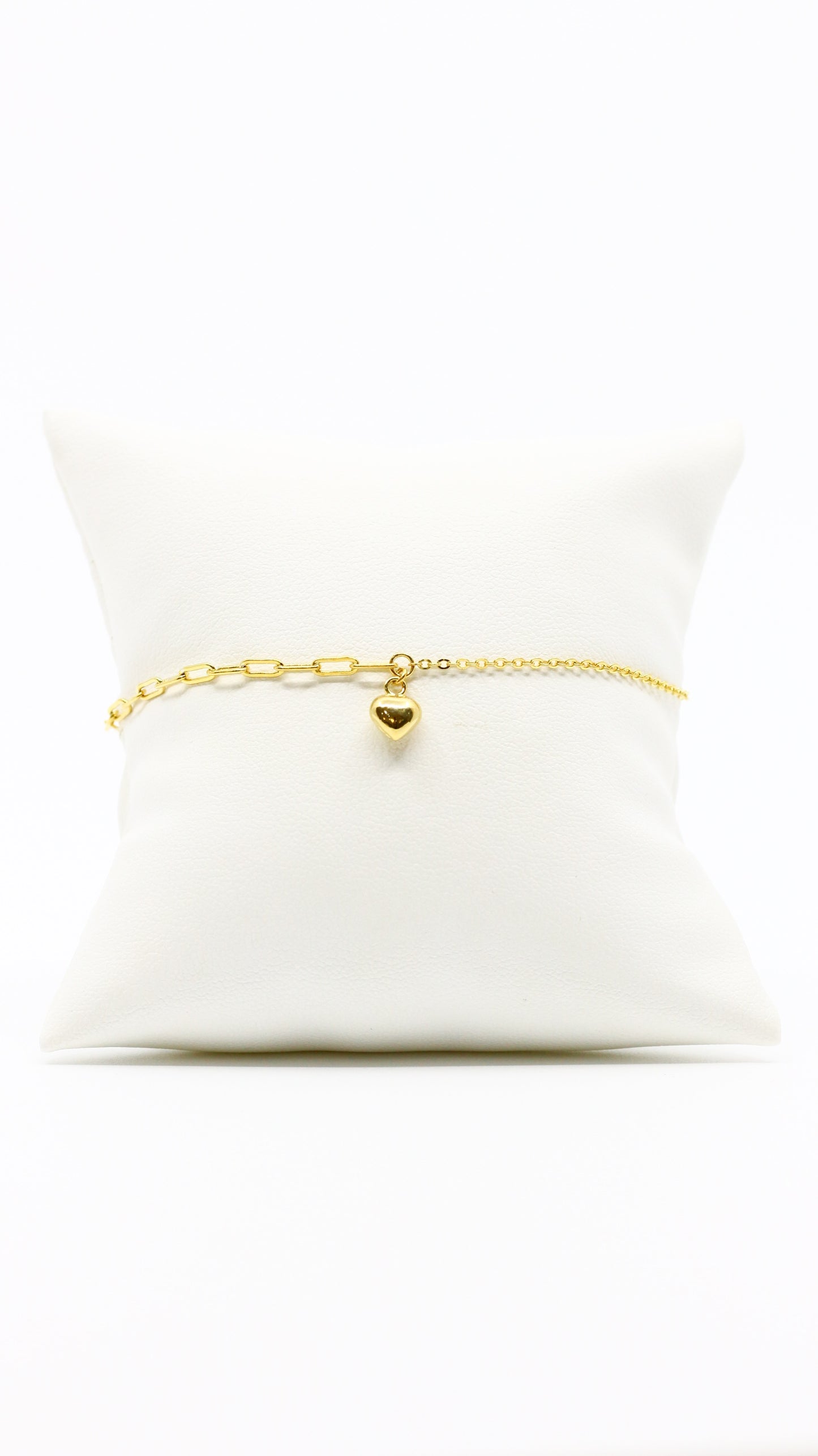 PULSERA 2 TEJIDOS CON CORAZON GOLD