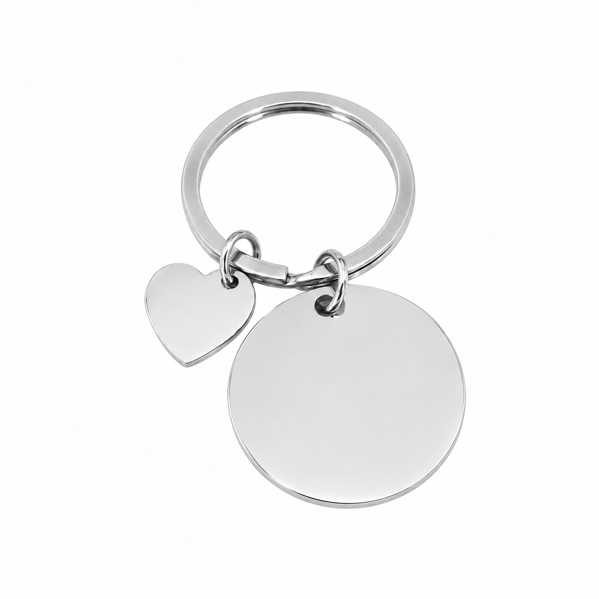 LLAVERO CIRCLE & HEART SILVER