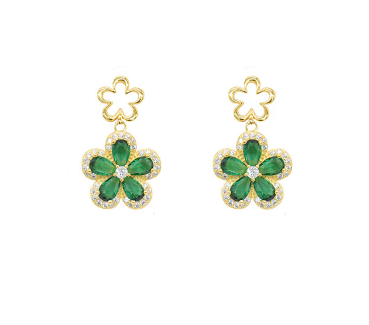 ARETES FLOWER CZ VERDE