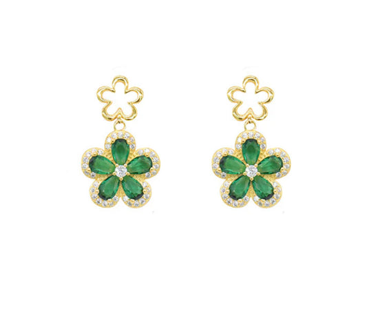 ARETES FLOWER CZ VERDE