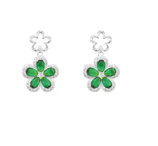 ARETES FLOWER CZ VERDE