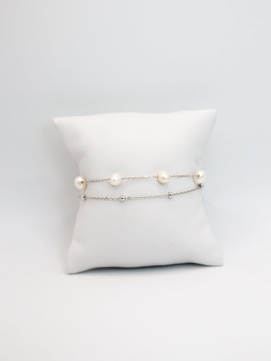 PULSERA DOBLE CON PERLAS