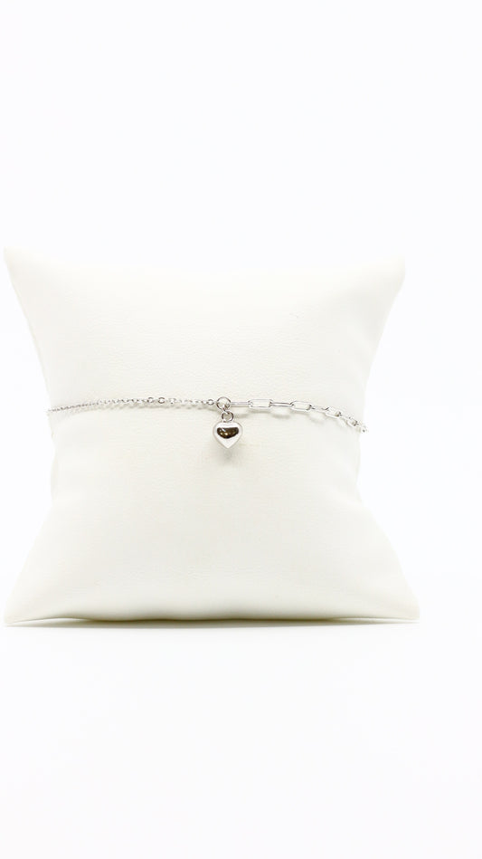 PULSERA 2 TEJIDOS CON CORAZON