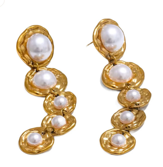 ARETES LARGO CON PERLA