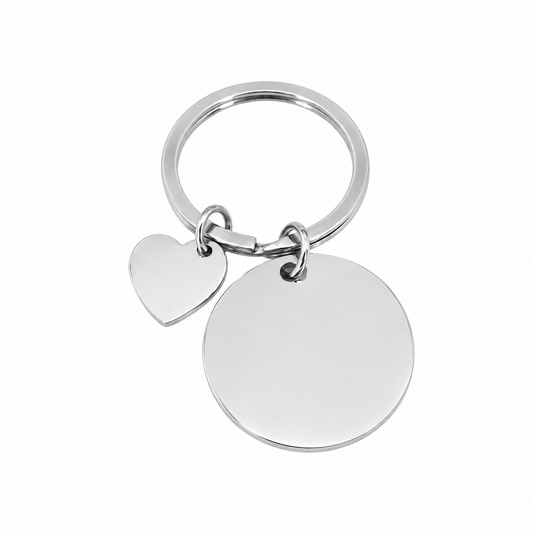 LLAVERO CIRCLE & HEART SILVER