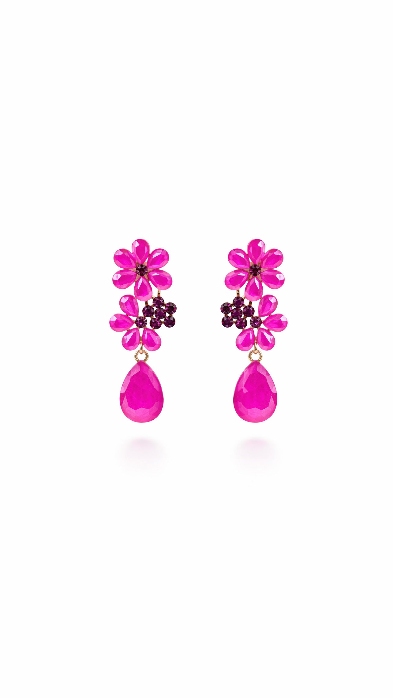 ARETES DE FLORES FUSIA
